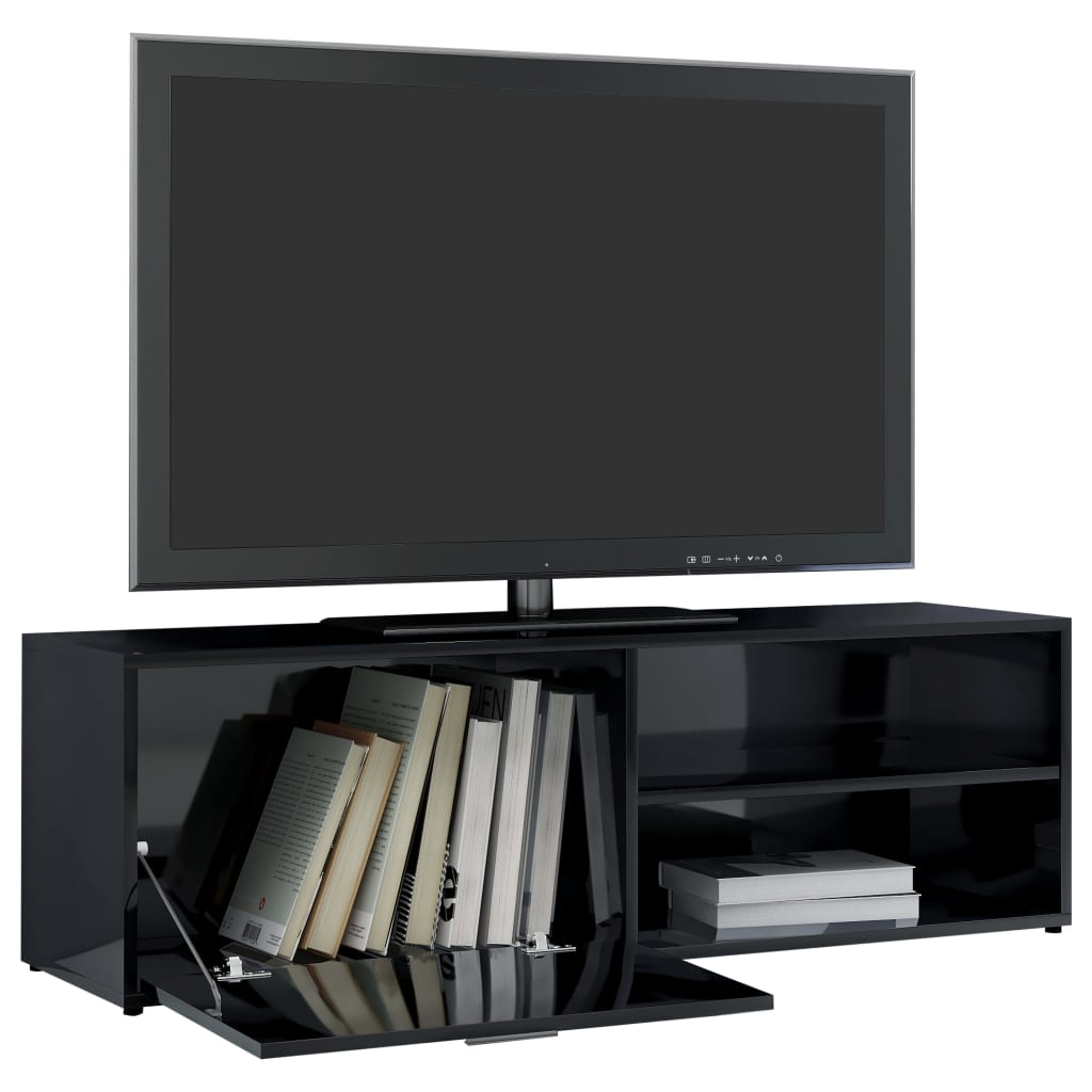 vidaXL TV omarica visok sijaj črna 120x34x37 cm iverna plošča
