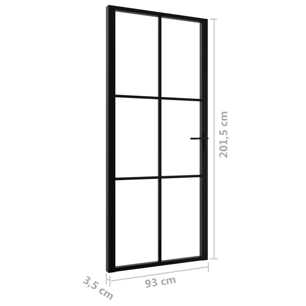 vidaXL Notranja vrata ESG steklo in aluminij 93x201,5 cm črna