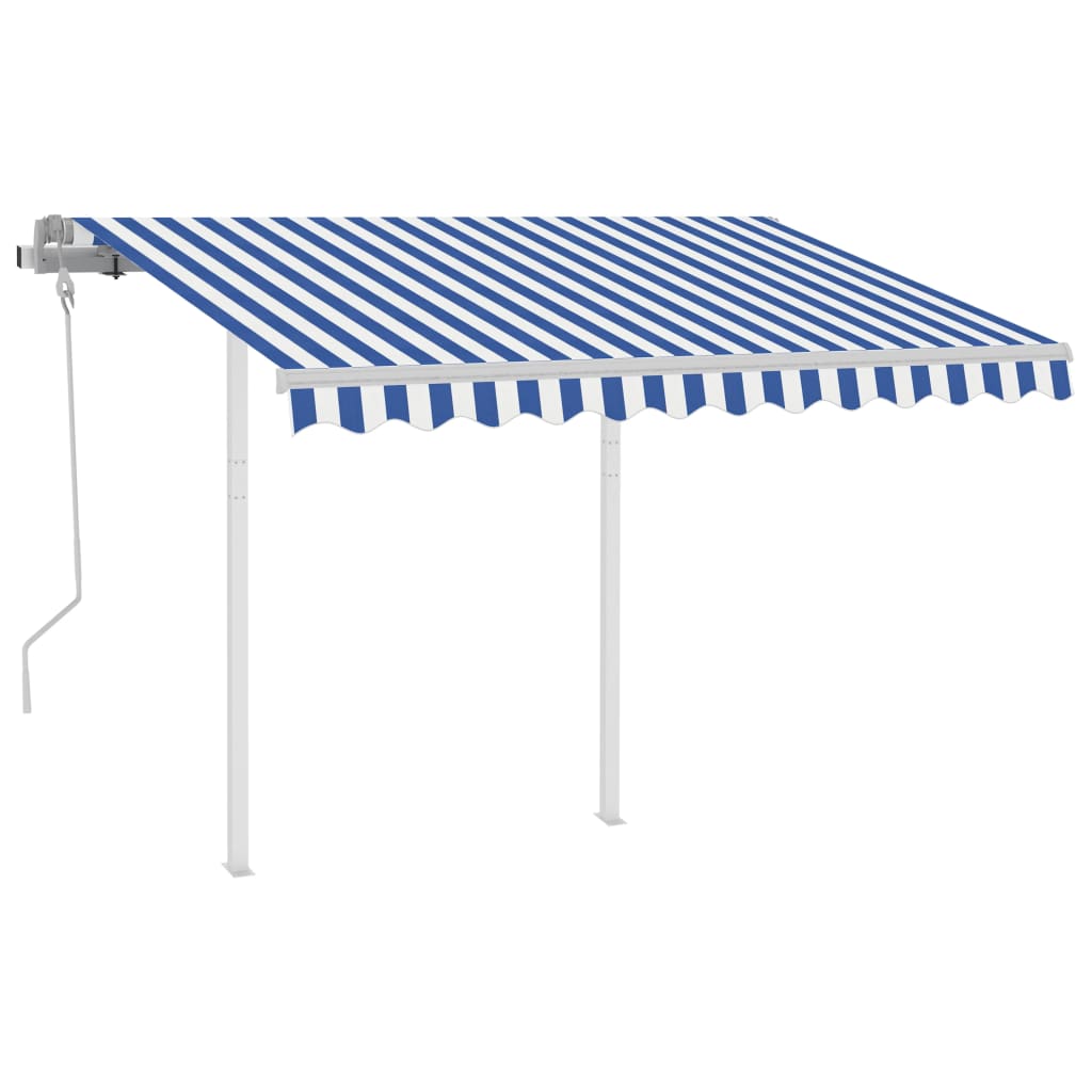 vidaXL Ročno zložljiva tenda s stebrički 3x2,5 m modra in bela