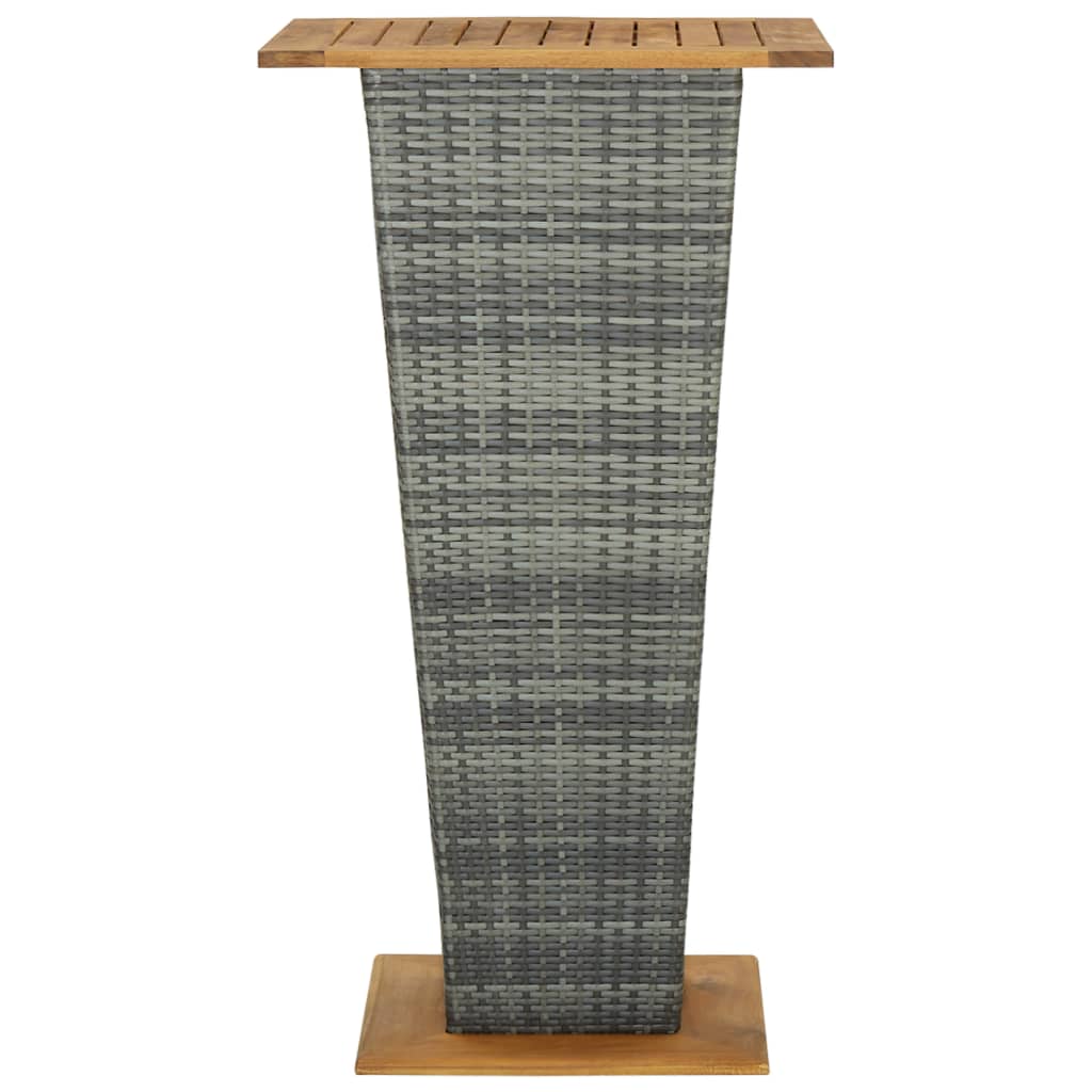 vidaXL Barska miza siva 60x60x110 cm poli ratan in trden akacijev les