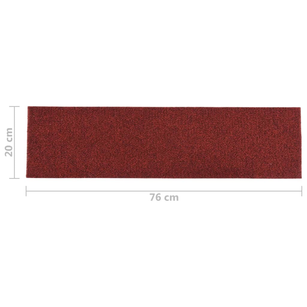 vidaXL Samolepilne preproge za stopnice 15 kosov 76x20 cm rdeče