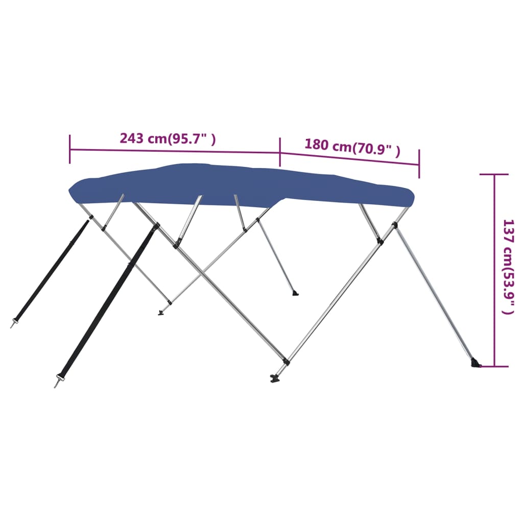 vidaXL Bimini tenda s 4 loki modra 243x180x137 cm