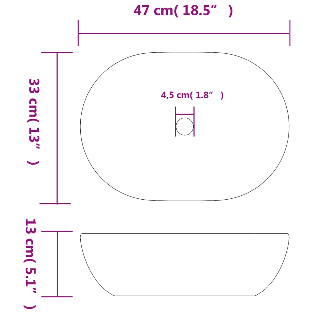 vidaXL Nadpultni umivalnik siv in moder ovalen 47x33x13 cm keramika