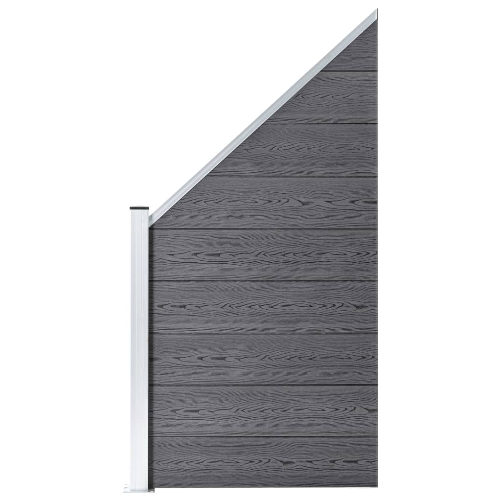 vidaXL WPC ograjni paneli 6 kvadratnih + 1 poševni 1138x186 cm sivi