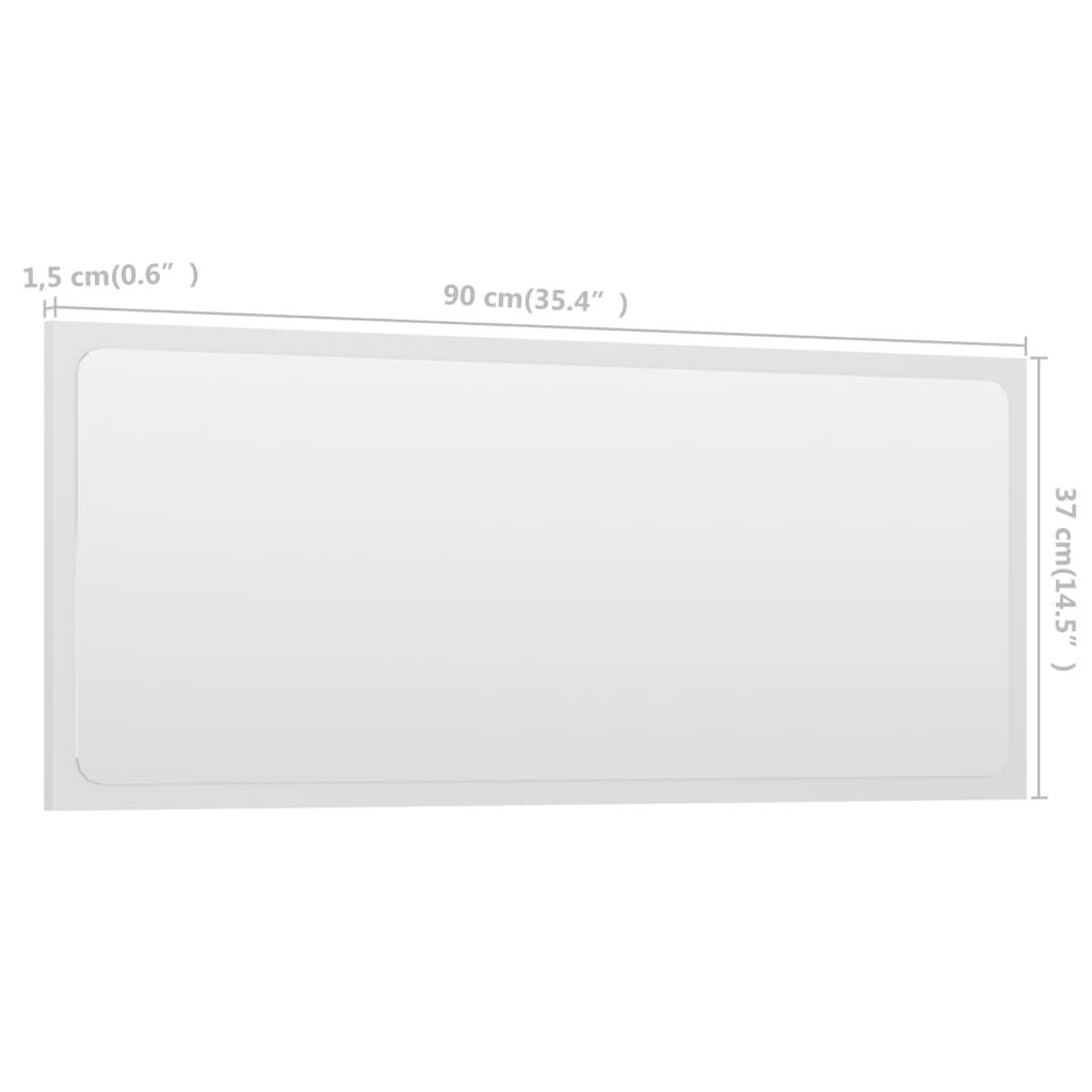 vidaXL Kopalniško ogledalo belo 90x1,5x37 cm iverna plošča