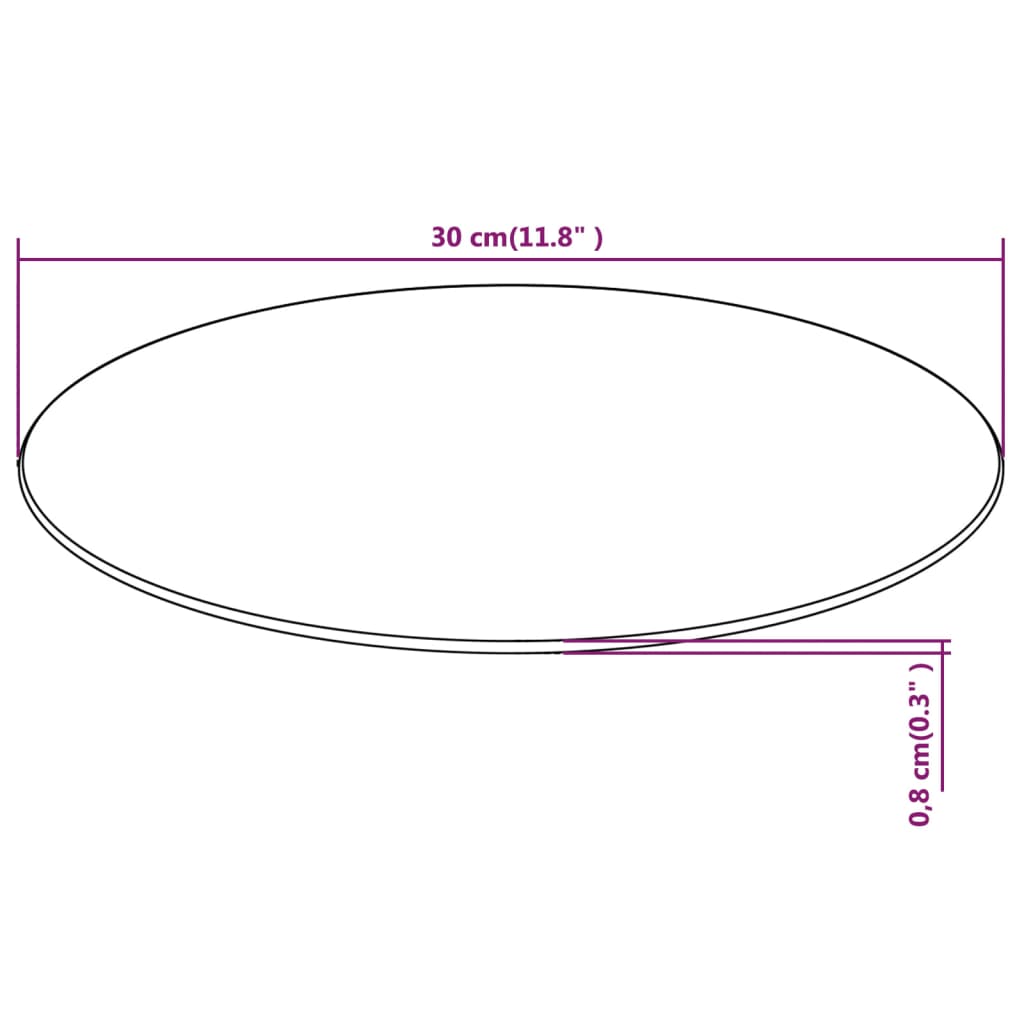 vidaXL Površina za Mizo Kaljeno Steklo Okrogle Oblike 300 mm