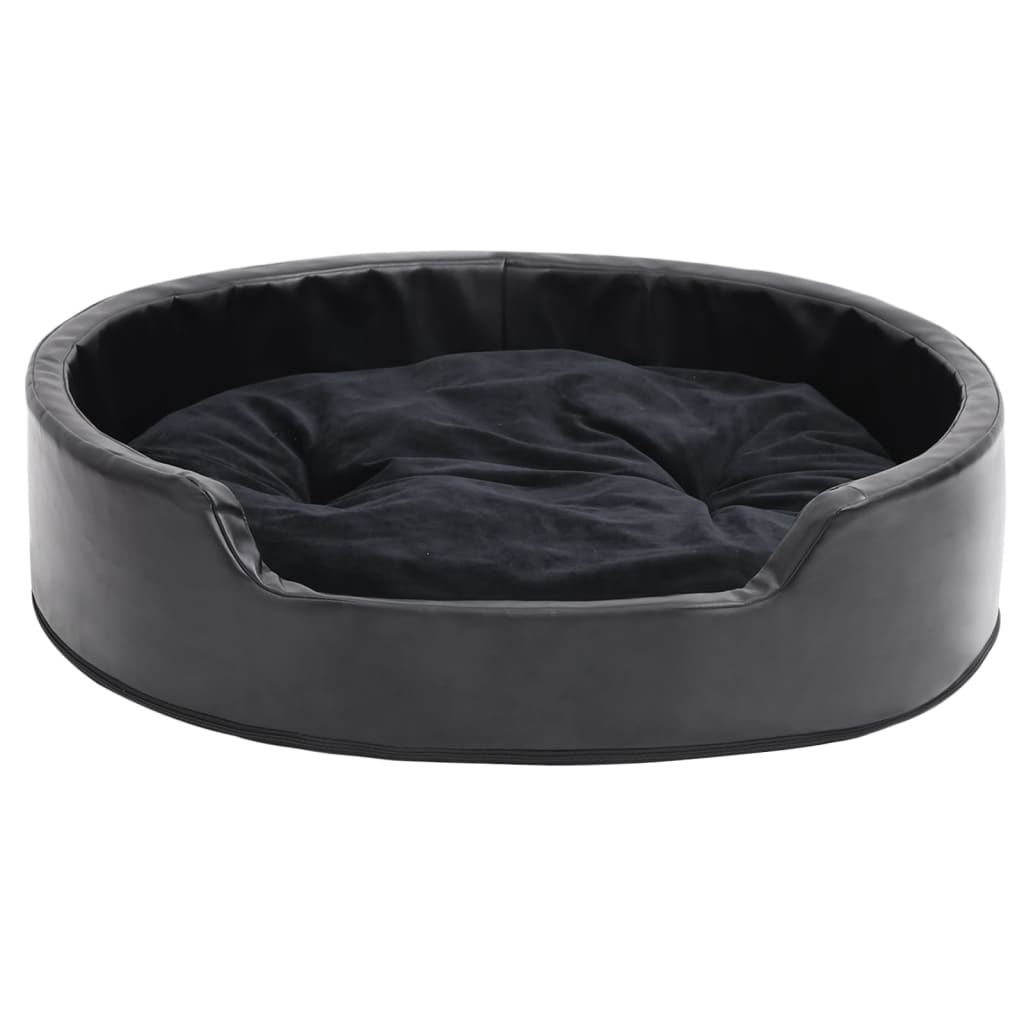 vidaXL Pasja postelja črna 79x70x19 cm pliš in umetno usnje