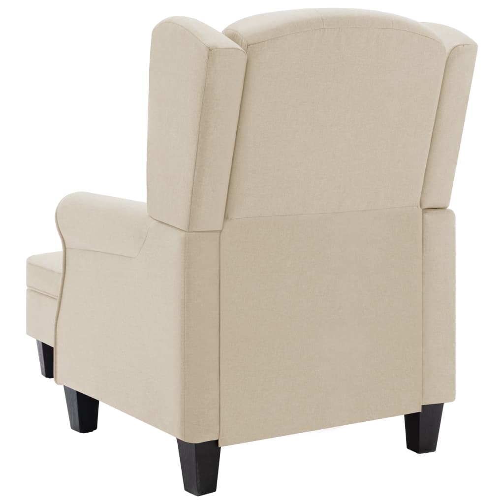 vidaXL Fotelj s stolčkom za noge krem blago