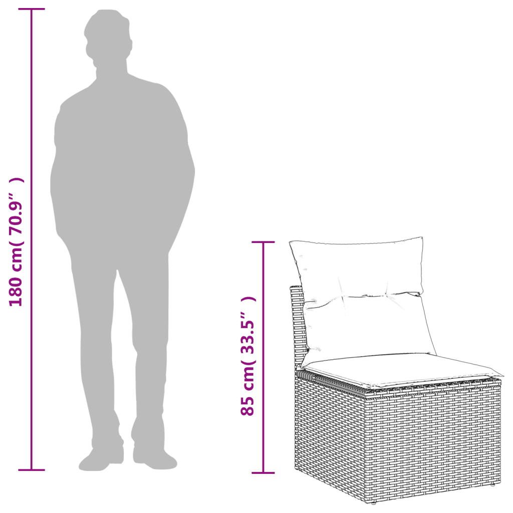 vidaXL Vrtna sedežna garnitura 4-delna z blazinami rjav poli ratan