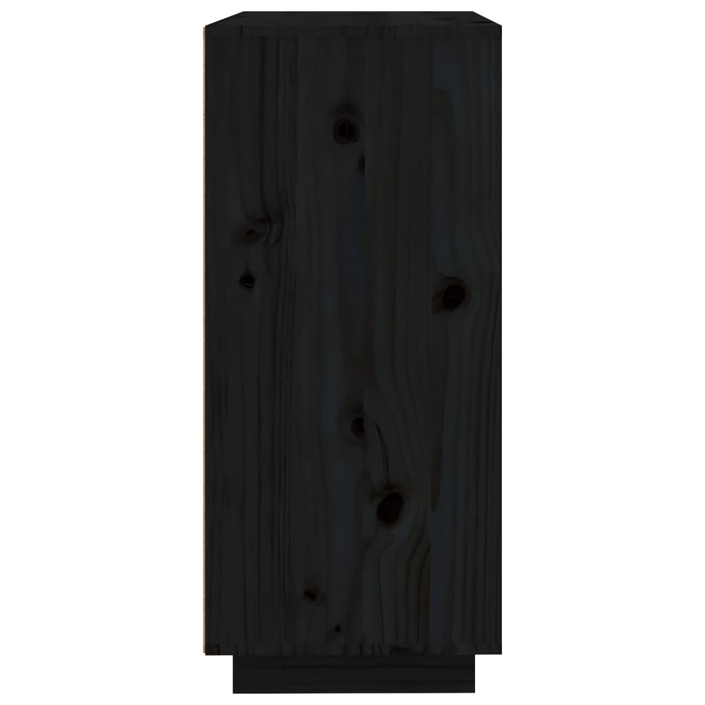 vidaXL Komoda črna 60x35x80 cm trdna borovina