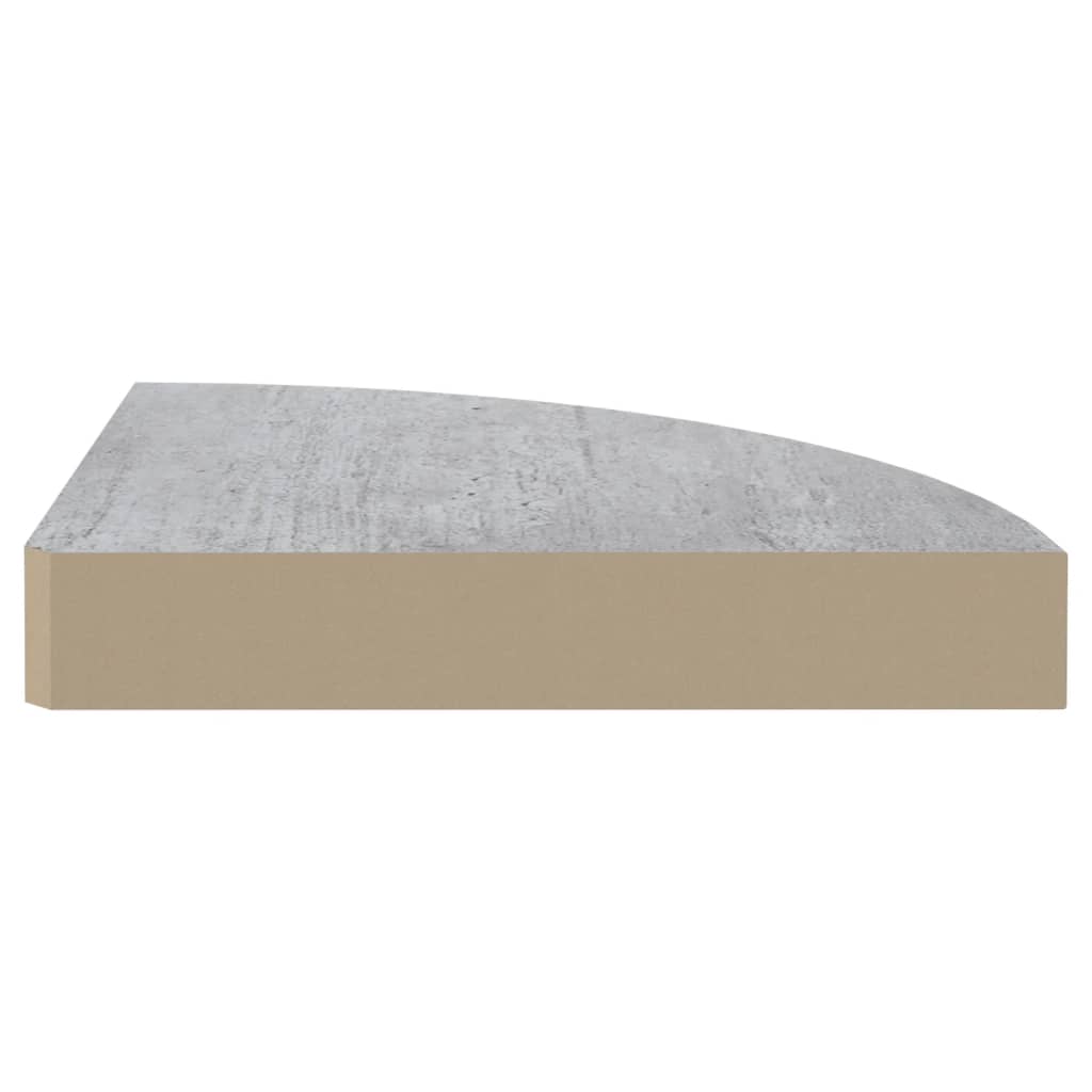 vidaXL Kotna stenska polica betonsko siva 25x25x3,8 cm MDF