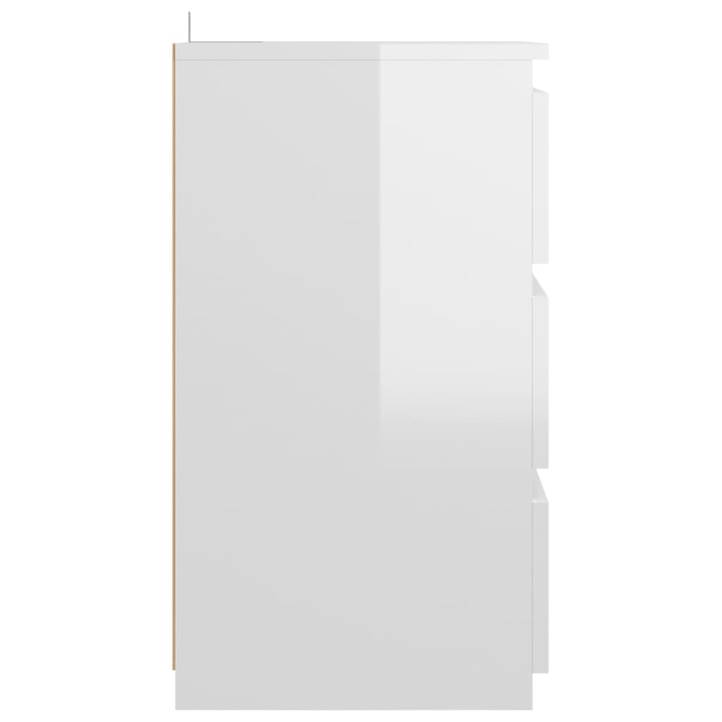 vidaXL Nočna omarica 2 kosa visok sijaj bela 40x35x62,5 cm