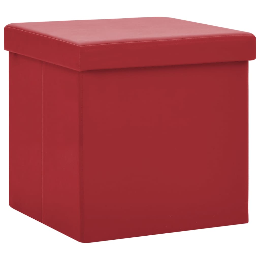 vidaXL Zložljiv stolček s prostorom za shranjevanje vinsko rdeč PVC