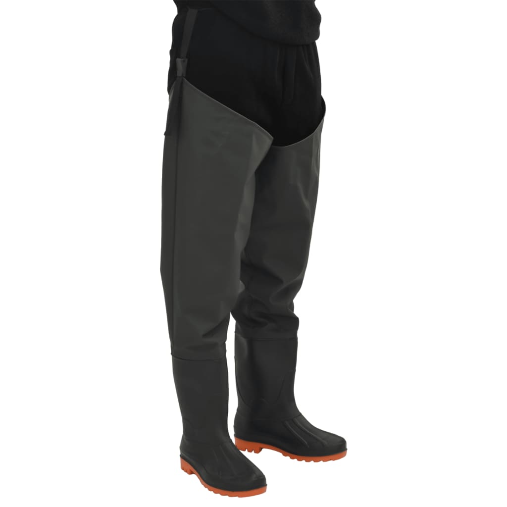 vidaXL Ribiške hlače s škornji temno zelene velikost 46