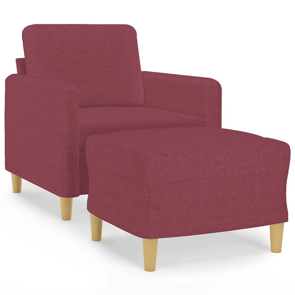 vidaXL Fotelj s stolčkom za noge vinsko rdeč 60 cm blago