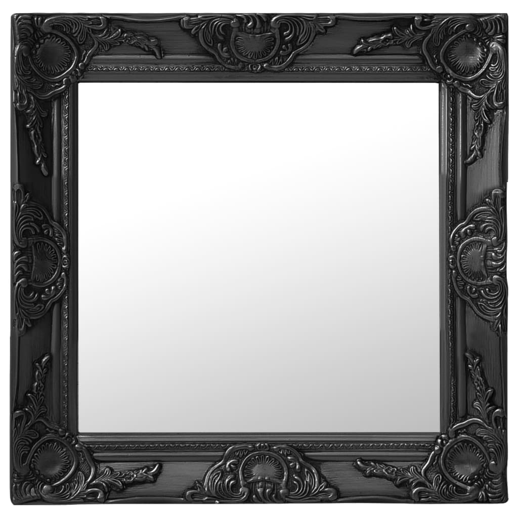 vidaXL Stensko ogledalo v baročnem stilu 50x50 cm črno