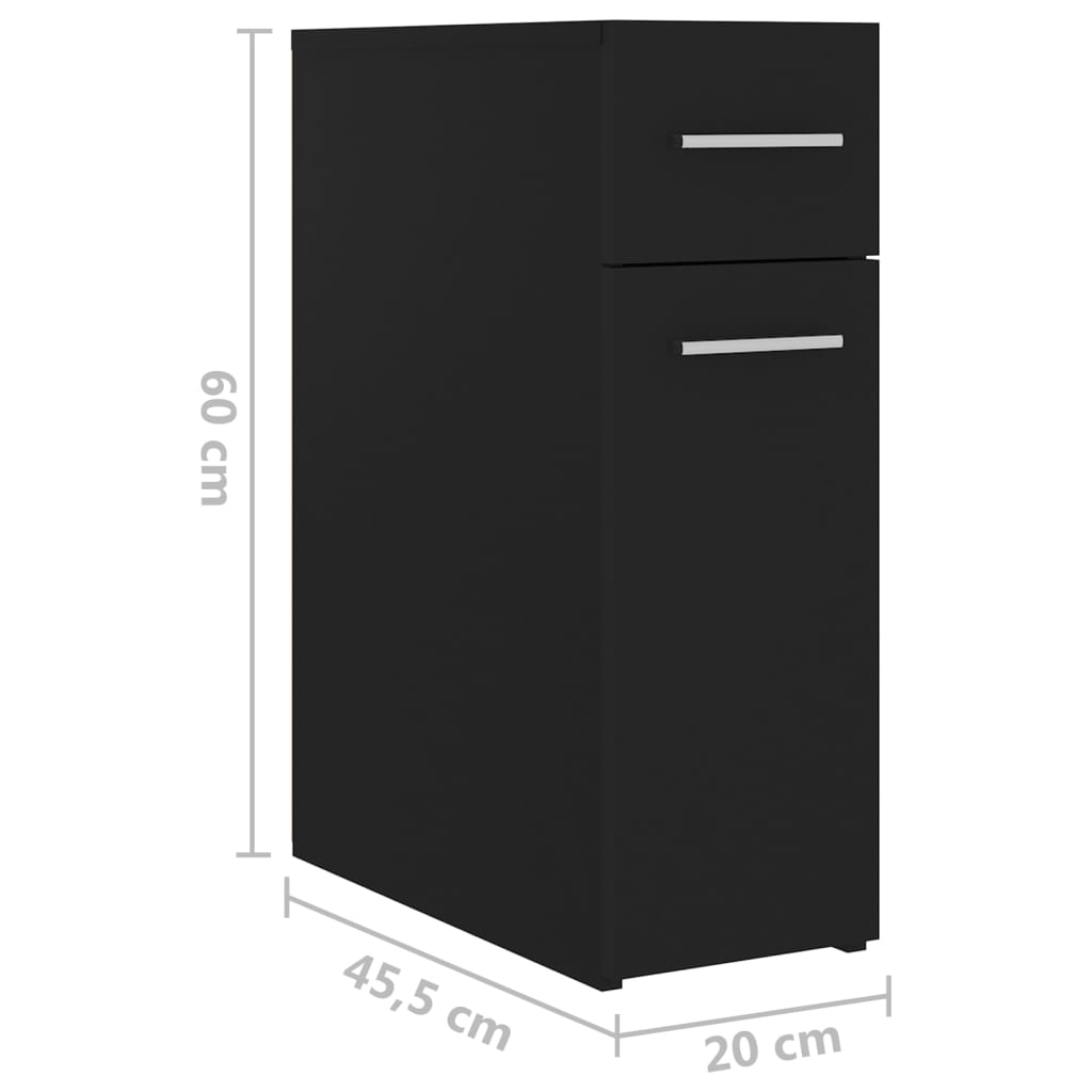 vidaXL Lekarniška omara črna 20x45,5x60 cm iverna plošča