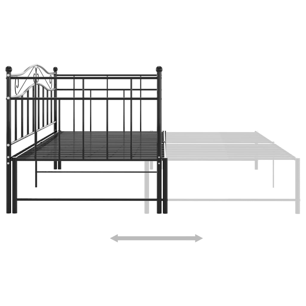 vidaXL Izvlečni posteljni okvir črn kovinski 90x200 cm