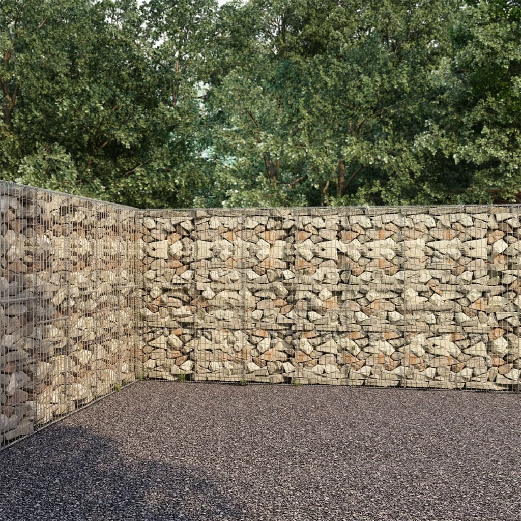 vidaXL Gabionska stena s pokrovi pocinkano jeklo 600x30x200 cm