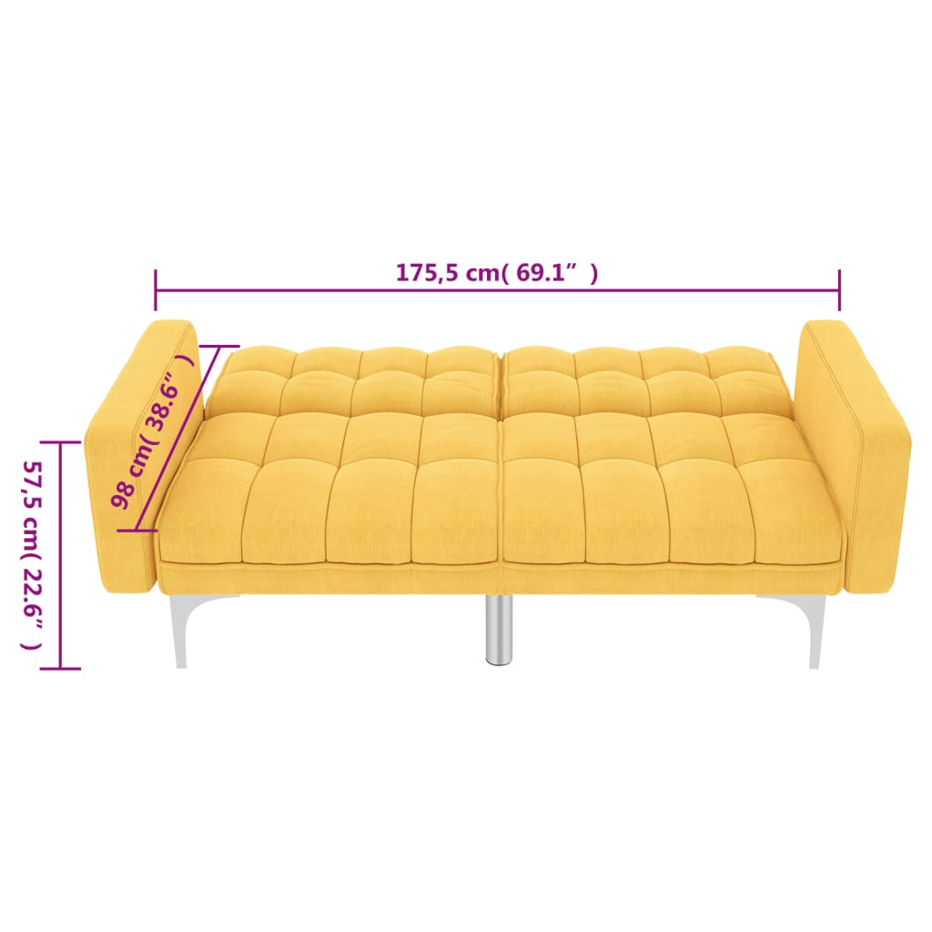 vidaXL Kavč z ležiščem rumeno blago