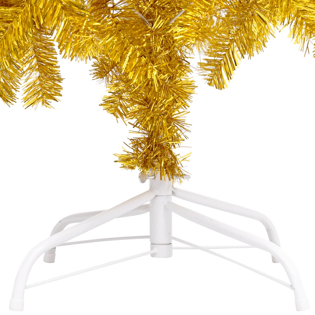 vidaXL Umetna osvetljena novoletna jelka s stojalom zlata 120 cm PET
