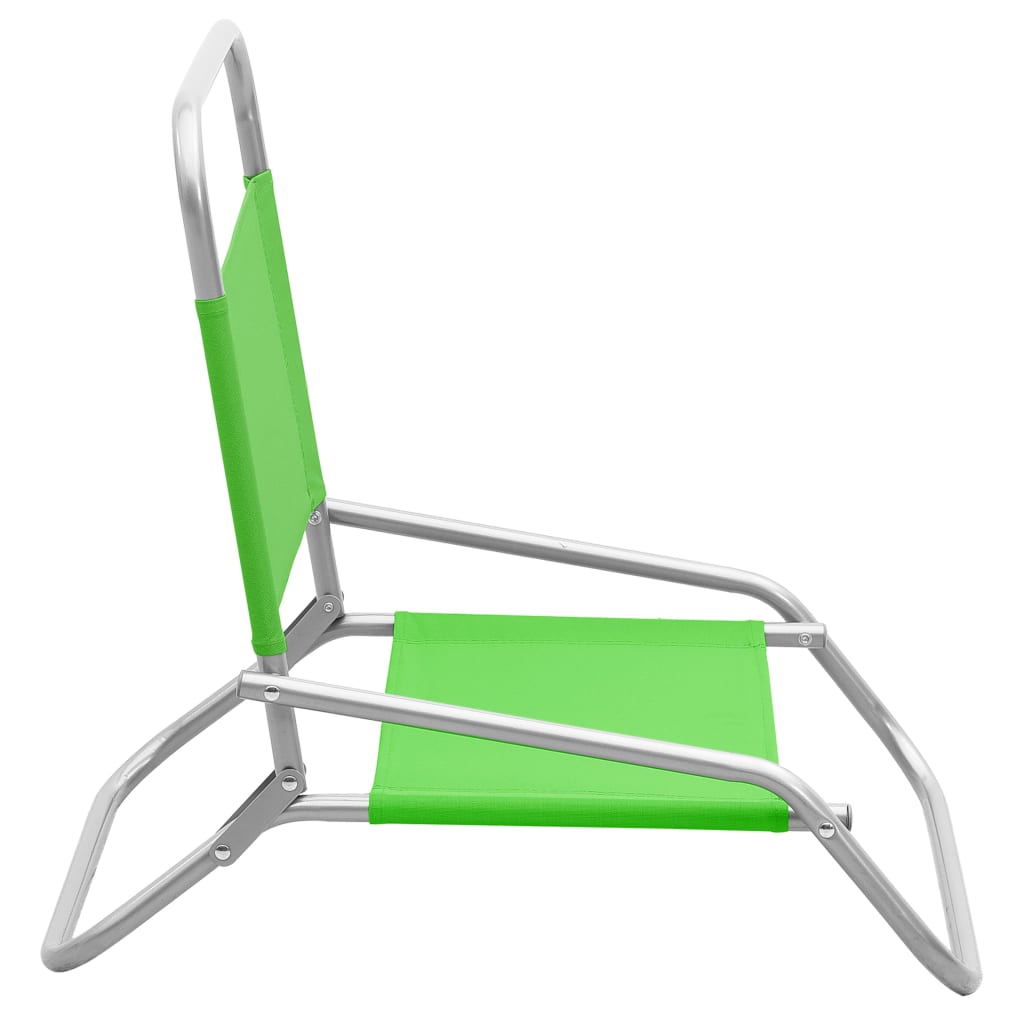 vidaXL Zložljivi stoli za na plažo 2 kosa zeleno blago