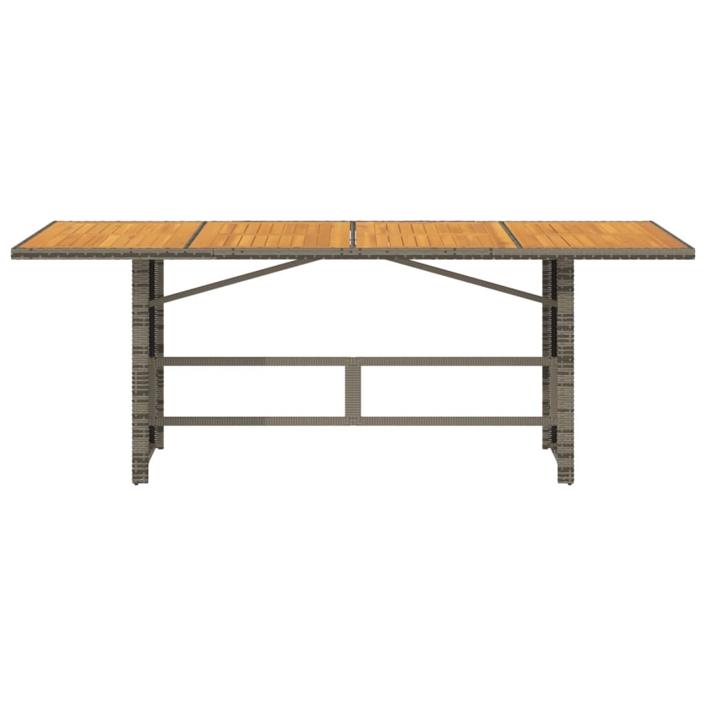 vidaXL Vrtna miza z leseno akacijevo ploščo siva 190x80x74 cm PE ratan