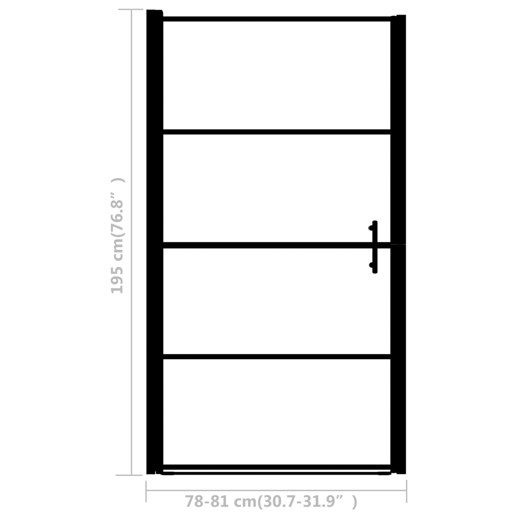 vidaXL Vrata za tuš motno kaljeno steklo 81x195 cm črna
