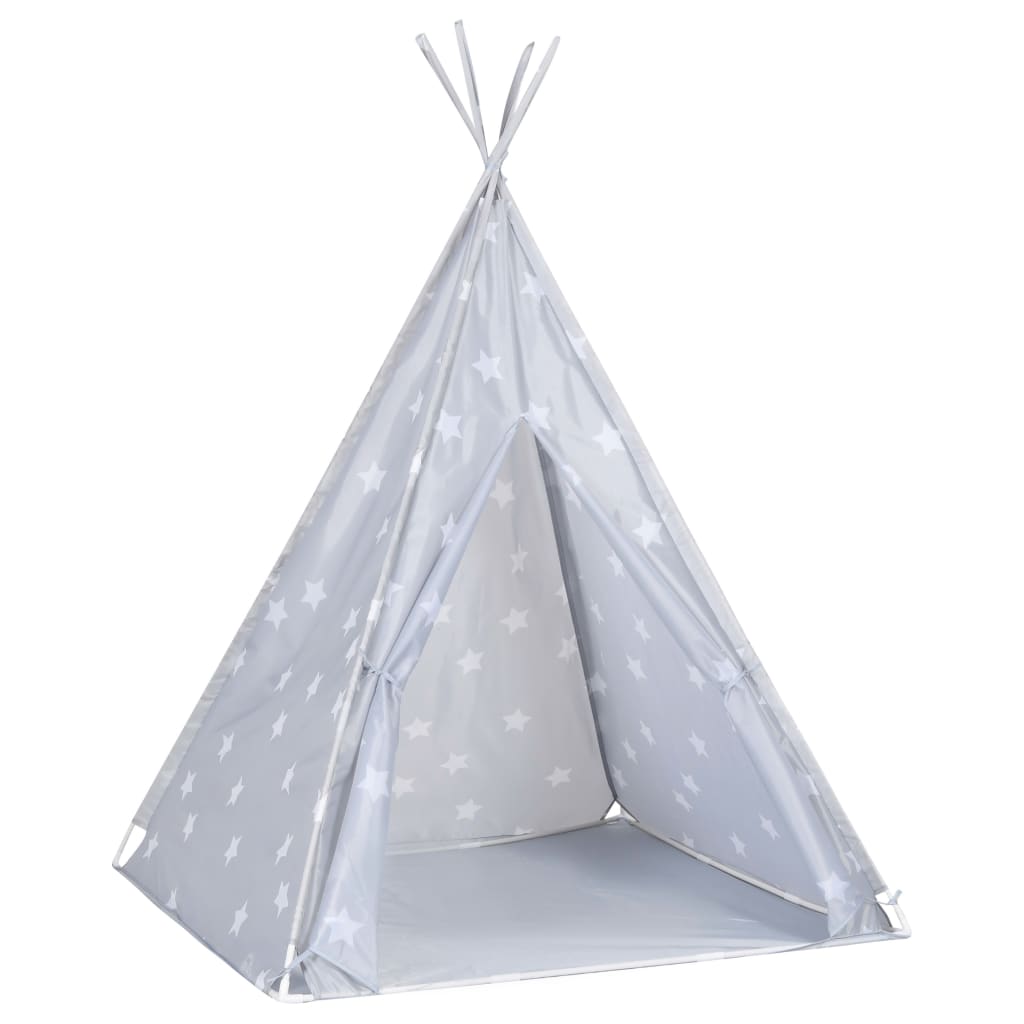 vidaXL Otroški tipi šotor z vrečo poliester siv 115x115x160 cm