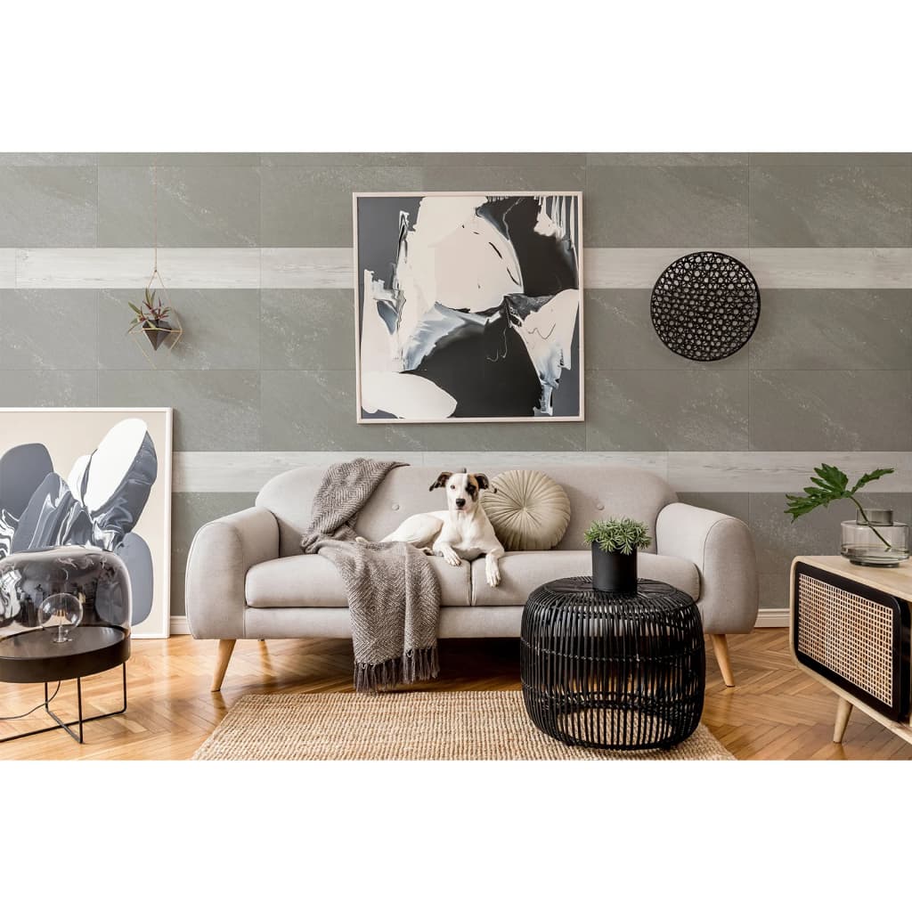 Grosfillex Stenske plošče Gx Wall+ 15 kosov 15x90 cm svetlo sivi hrast