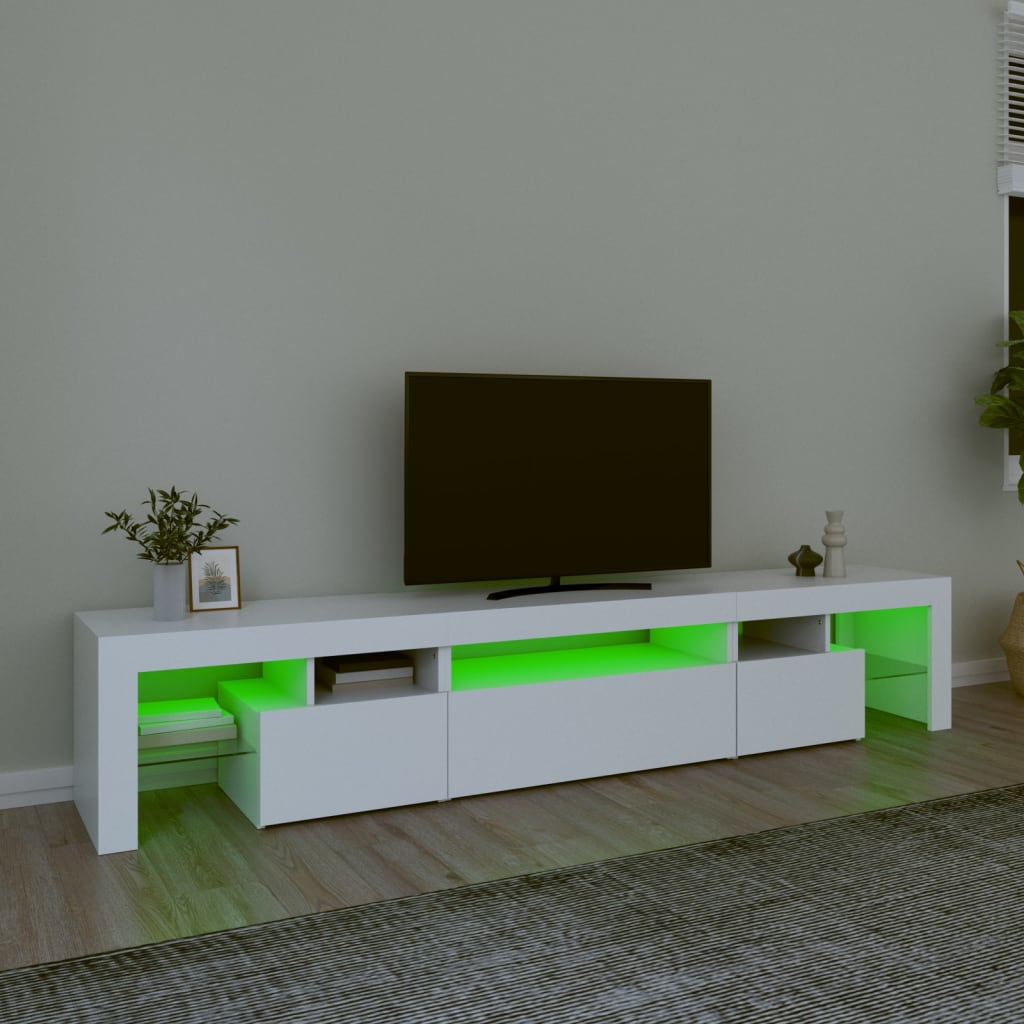vidaXL TV omarica z LED lučkami bela 215x36,5x40 cm