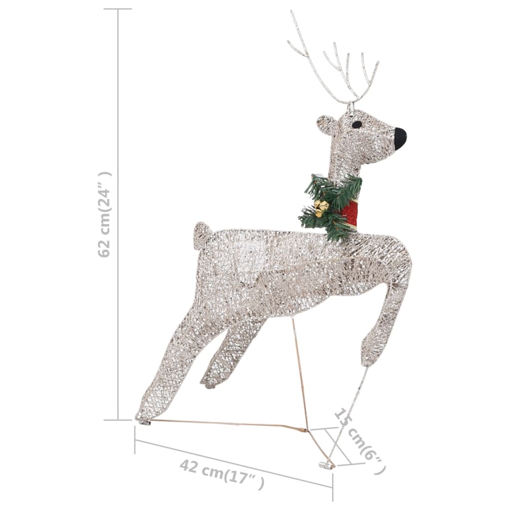 vidaXL Zunanji božični jeleni s sanmi 100 LED lučk zlate barve