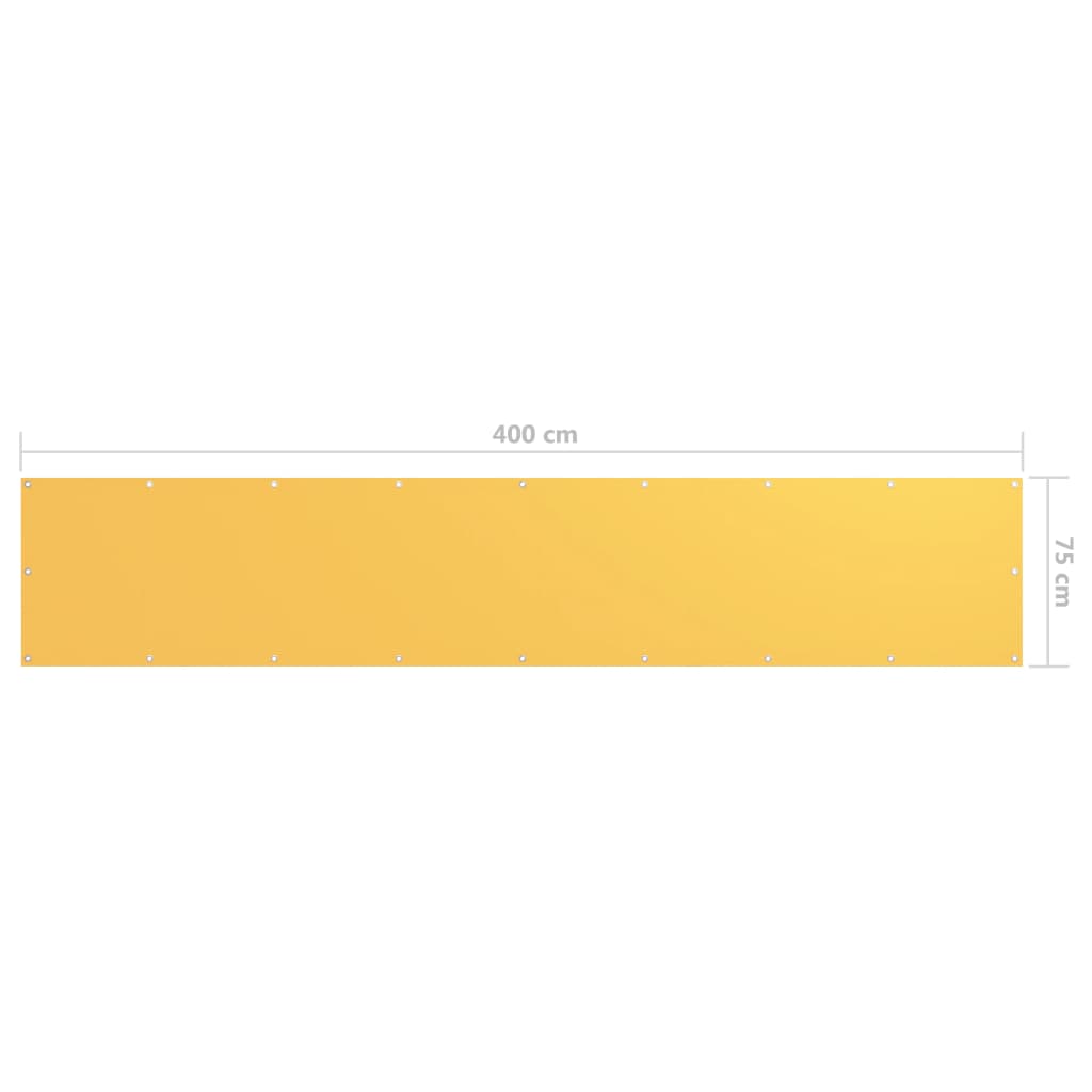 vidaXL Balkonsko platno rumeno 75x400 cm oksford blago