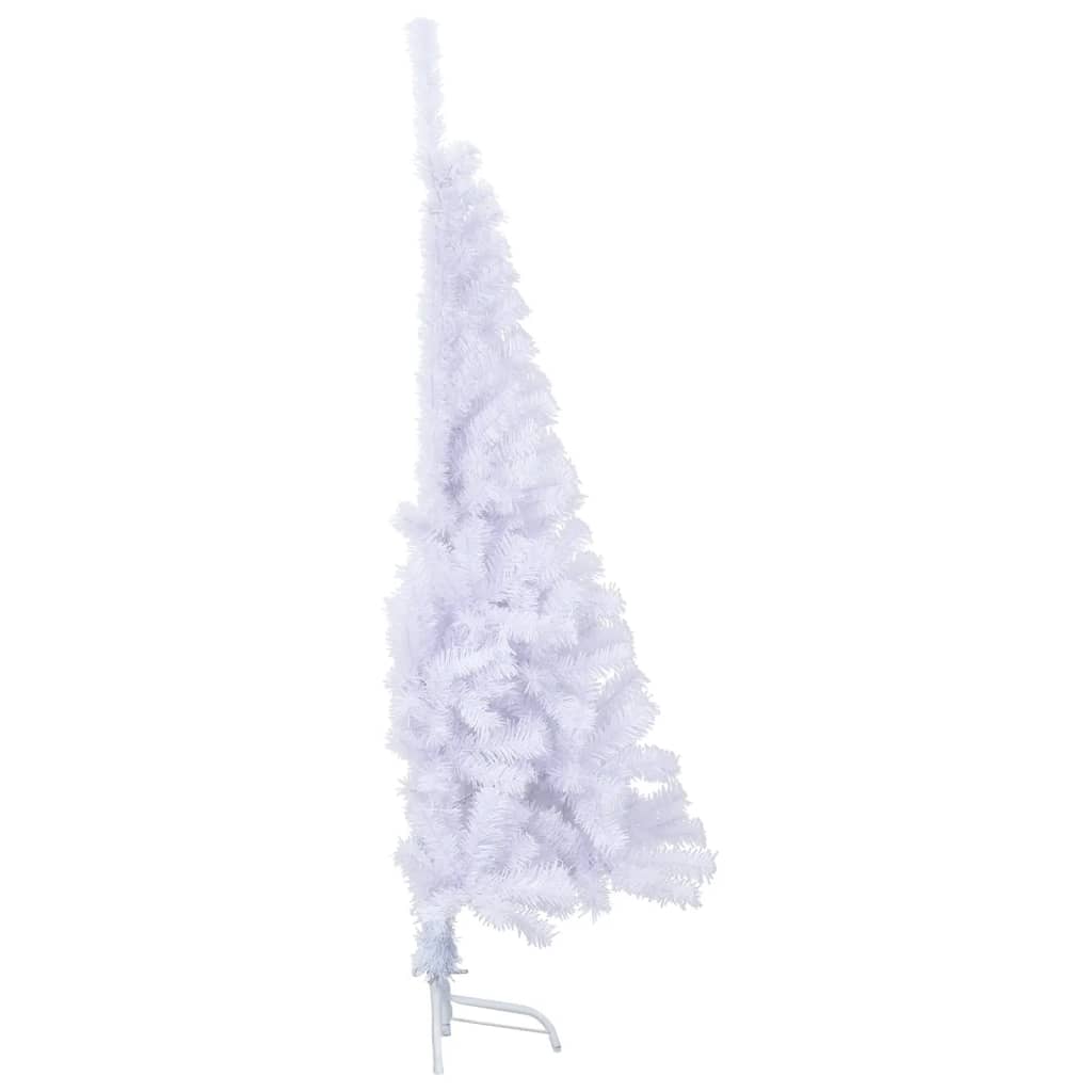 vidaXL Umetna polovična novoletna jelka s stojalom bela 120 cm PVC