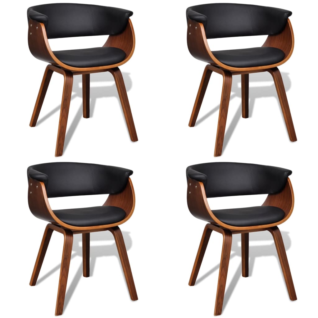 vidaXL Jedilni stoli 4 kosi ukrivljen les in umetno usnje