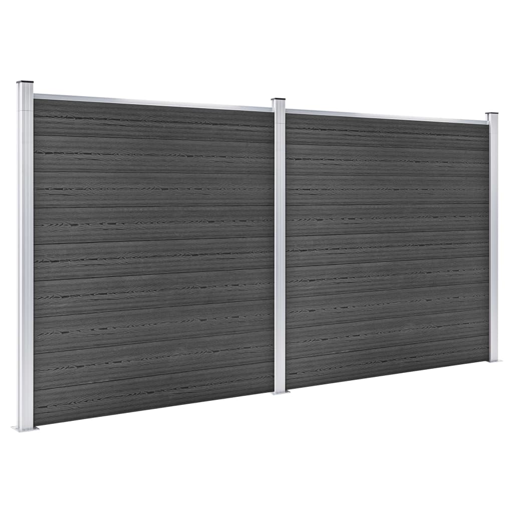 vidaXL Komplet ograjnih panelov WPC 353x186 cm črn