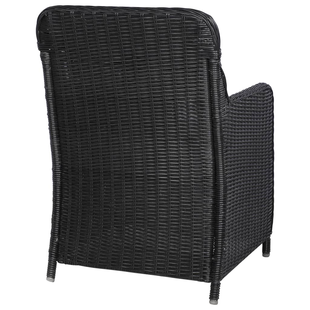 vidaXL Zunanji stoli z blazinami 2 kosa poli ratan črne barve