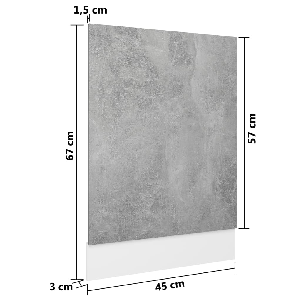 vidaXL Plošča za pomivalni stroj betonsko siva 45x3x67 cm iverna pl.