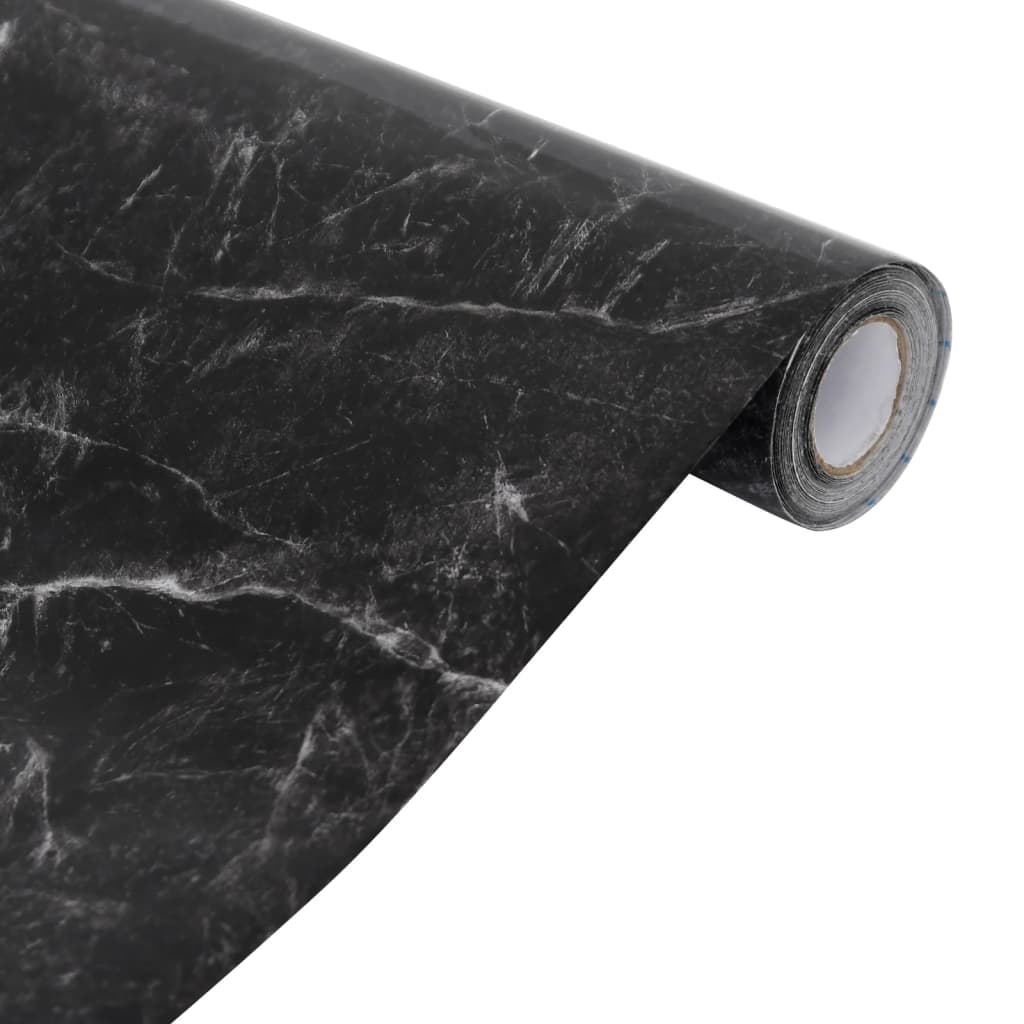 vidaXL Nalepka za pohištvo samolepilna marmor črna 90x500 cm PVC