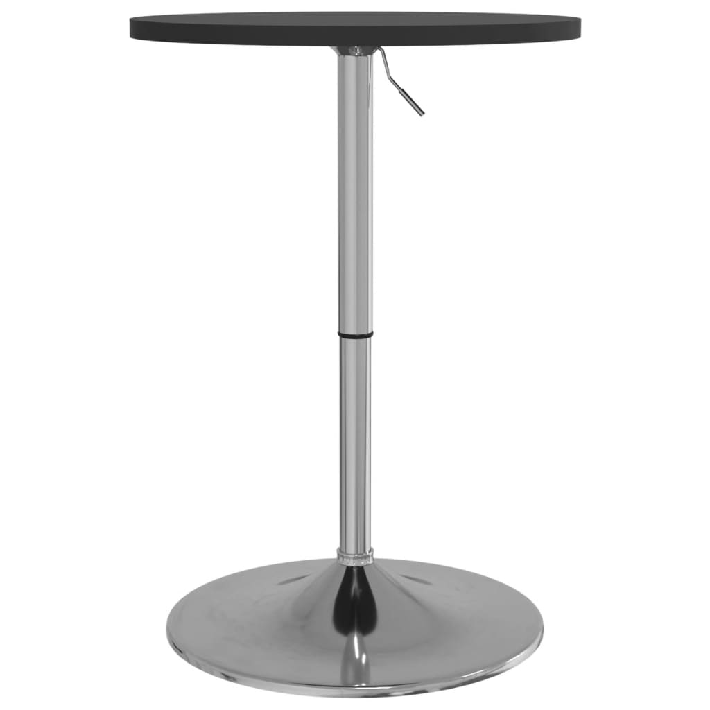 vidaXL Barska miza črna 50x50x90 cm inženirski les in kromirano jeklo