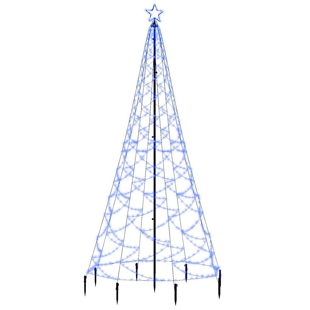 vidaXL Novoletna jelka s kovinskim stebrom 500 LED modra 3 m