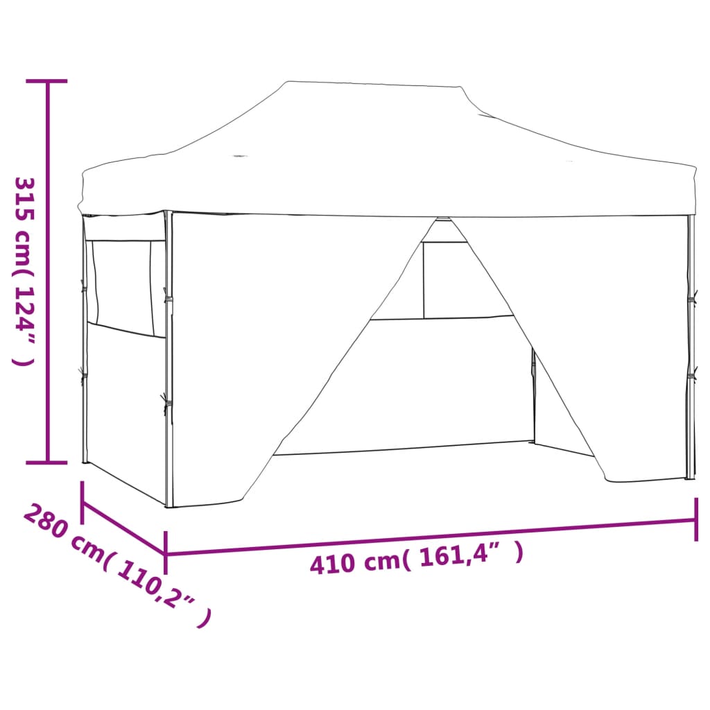 vidaXL Profesionalen zložljiv vrtni šotor s 4 stranicami 3x4 m bel