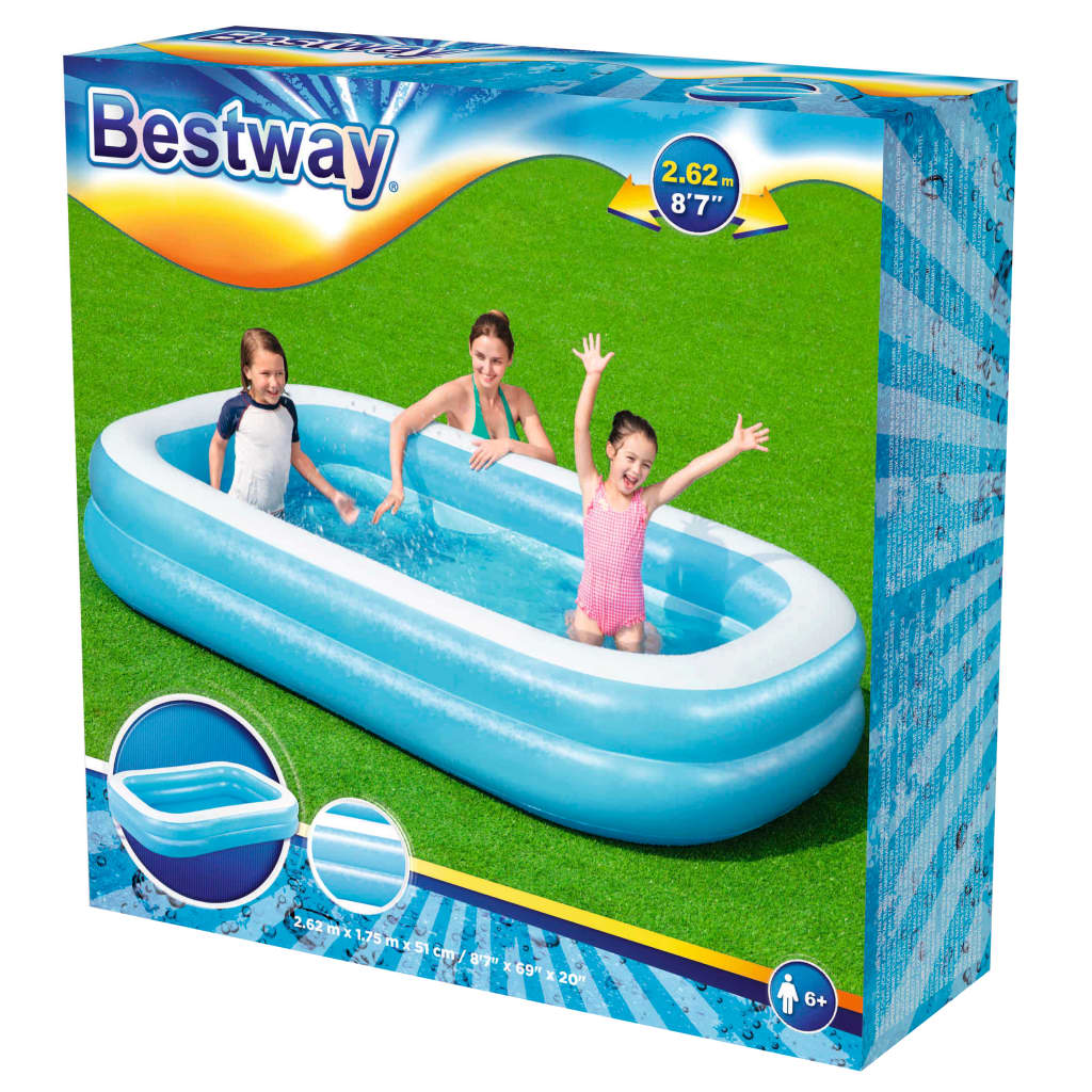 Bestway Družinski napihljiv bazen 262x175x51 cm moder in bel