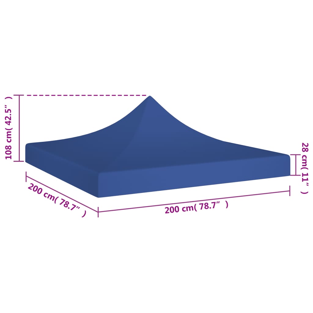 vidaXL Streha za vrtni šotor 2x2 m modra 270 g/m²