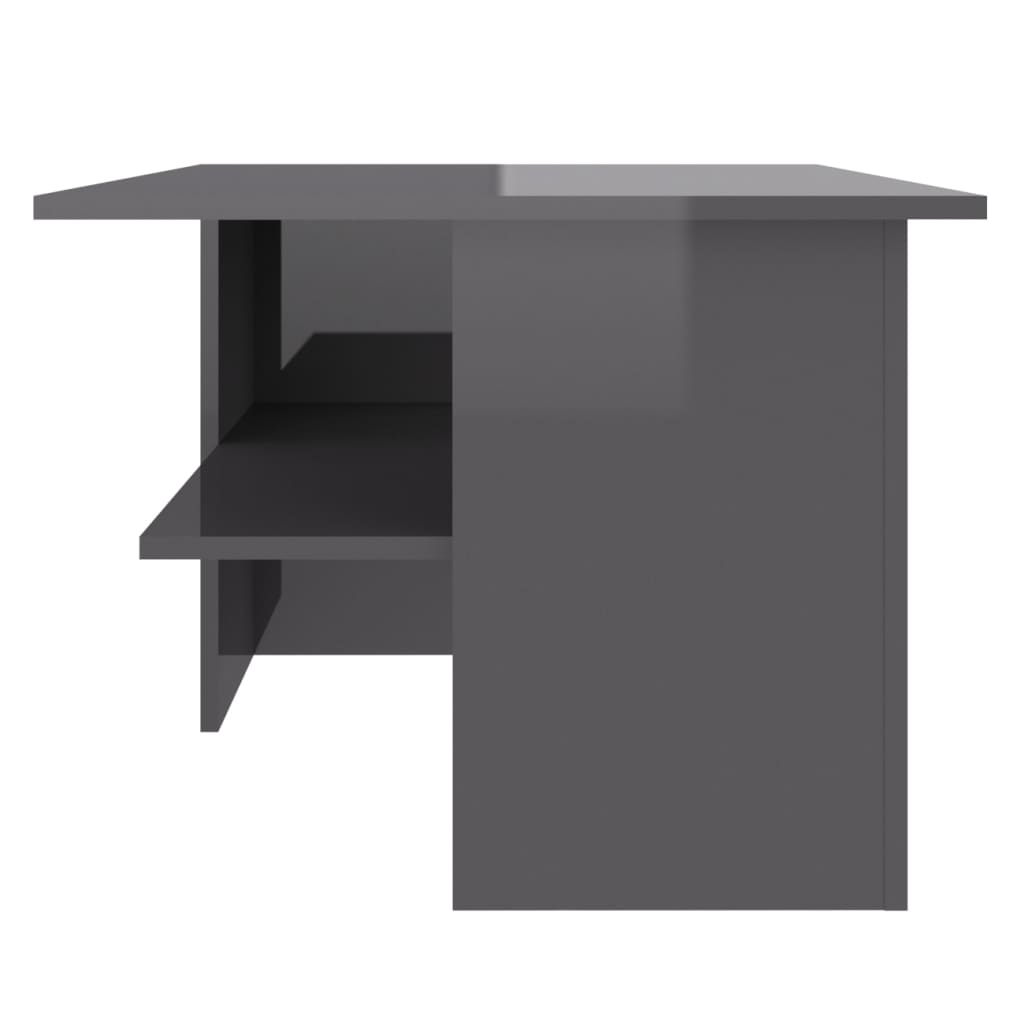 vidaXL Klubska mizica visok sijaj siva 90x60x46,5 cm iverna plošča