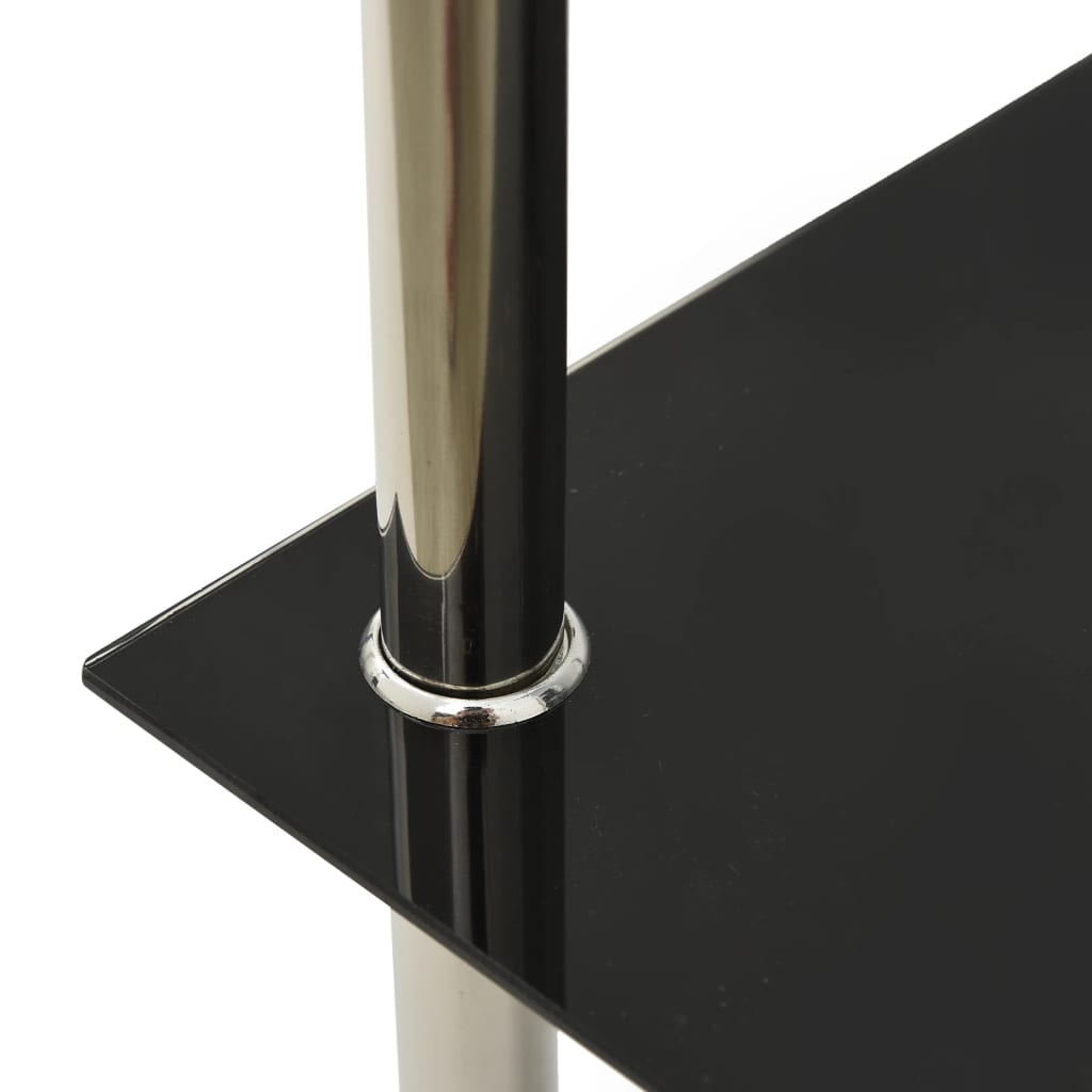 vidaXL 2-nadstropna mizica prozorna in črna 38x38x50 cm kaljeno steklo