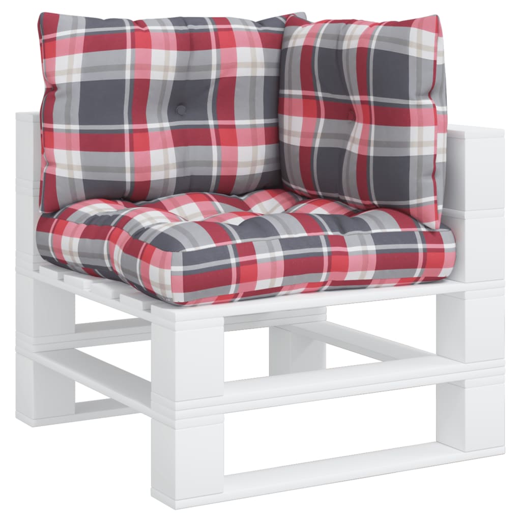 vidaXL Blazine za kavč iz palet 3 kosi rdeče karo vzorec