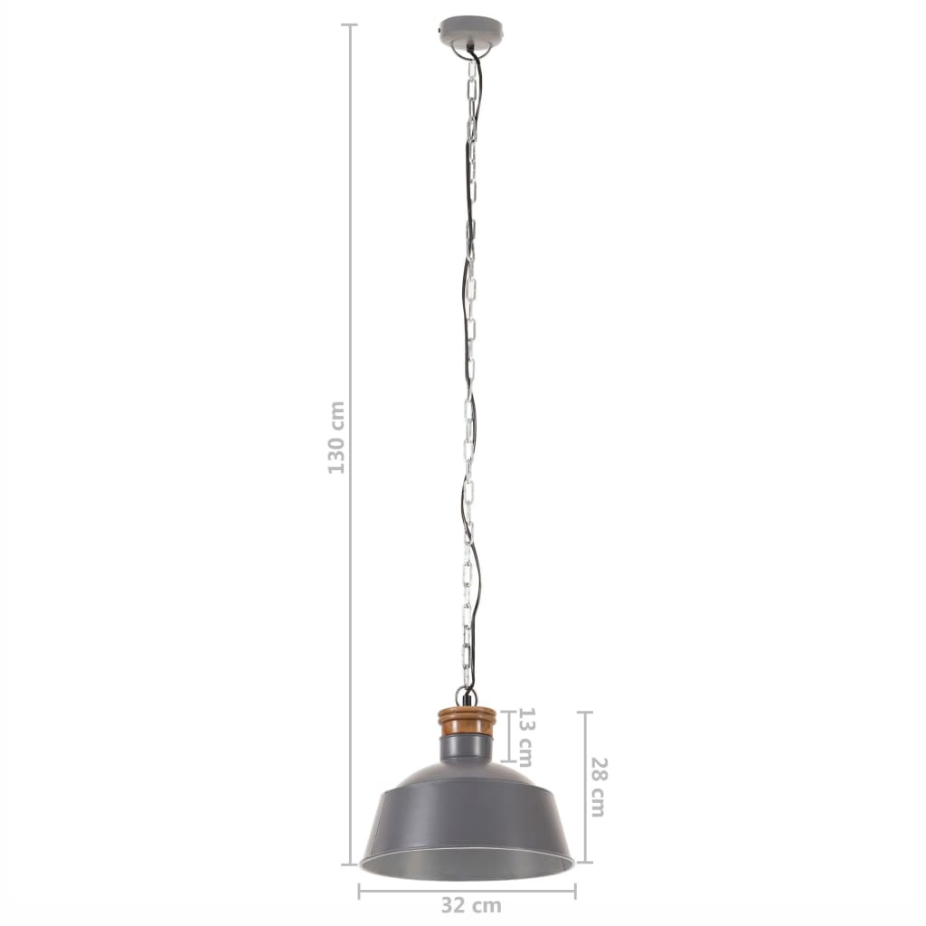 vidaXL Industrijska viseča svetilka 32 cm siva E27