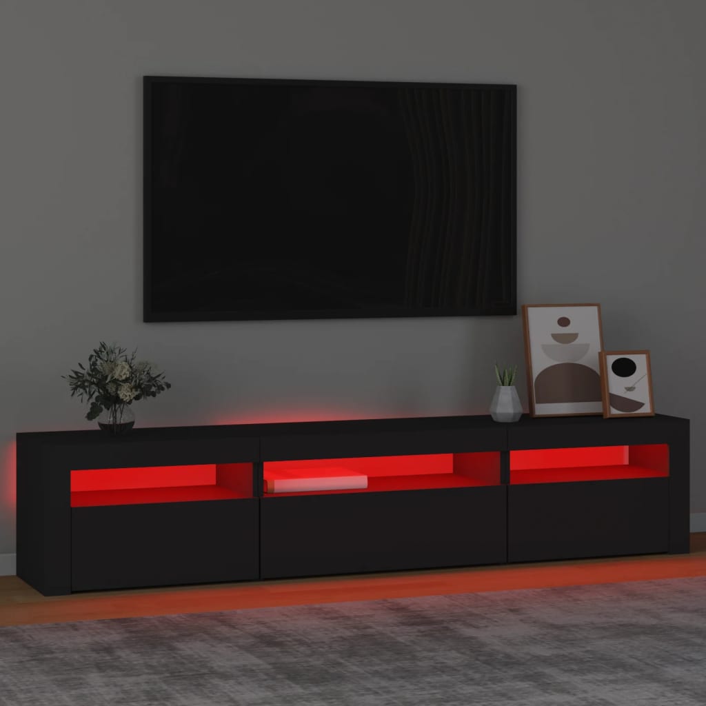 vidaXL TV omarica z LED lučkami črna 195x35x40 cm