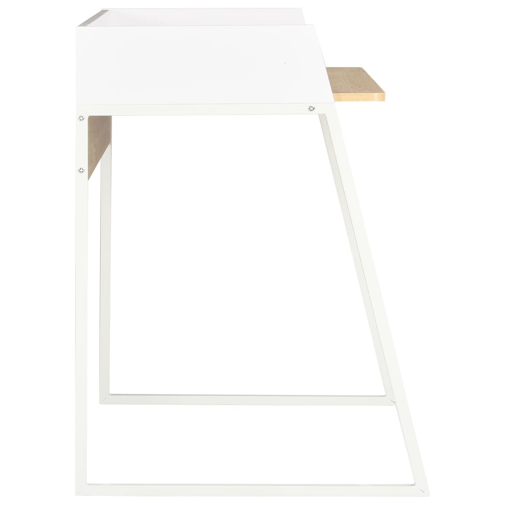 vidaXL Pisalna miza bela in barva hrasta 90x60x88 cm